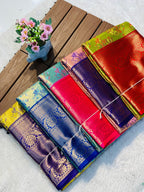 Bridal Kanjivaram Semi Silk Saree with Rich Weaving & Traditional Zari Border – Premium Wedding Wear for Boutique Displays & Festive Gifting