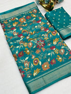 Beautiful Dola silk sarees Floral print along with zari border