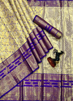 Bridal Kanjivaram Semi Pattu Saree with Contrast Zari Border & Rich Weaving Pallu – Grand Elegance for Wedding Displays & Boutique Gifting