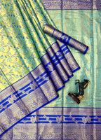 Bridal Kanjivaram Semi Pattu Saree with Contrast Zari Border & Rich Weaving Pallu – Grand Elegance for Wedding Displays & Boutique Gifting