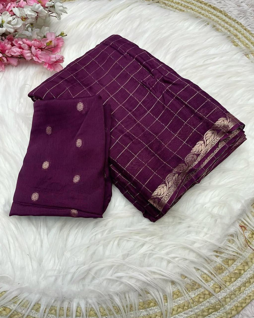 Elegant Viscose Georgette Saree with Matching Viscose Blouse – Luxe Drape for Boutique Displays & Festive Gifting