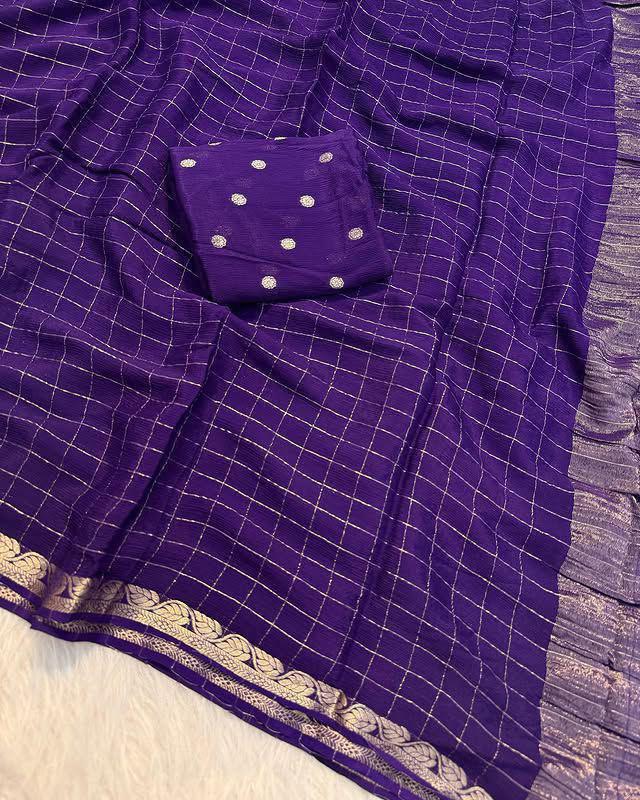 Elegant Viscose Georgette Saree with Matching Viscose Blouse – Luxe Drape for Boutique Displays & Festive Gifting