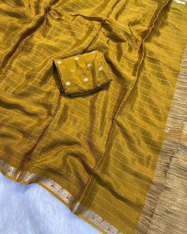 Elegant Viscose Georgette Saree with Matching Viscose Blouse – Luxe Drape for Boutique Displays & Festive Gifting