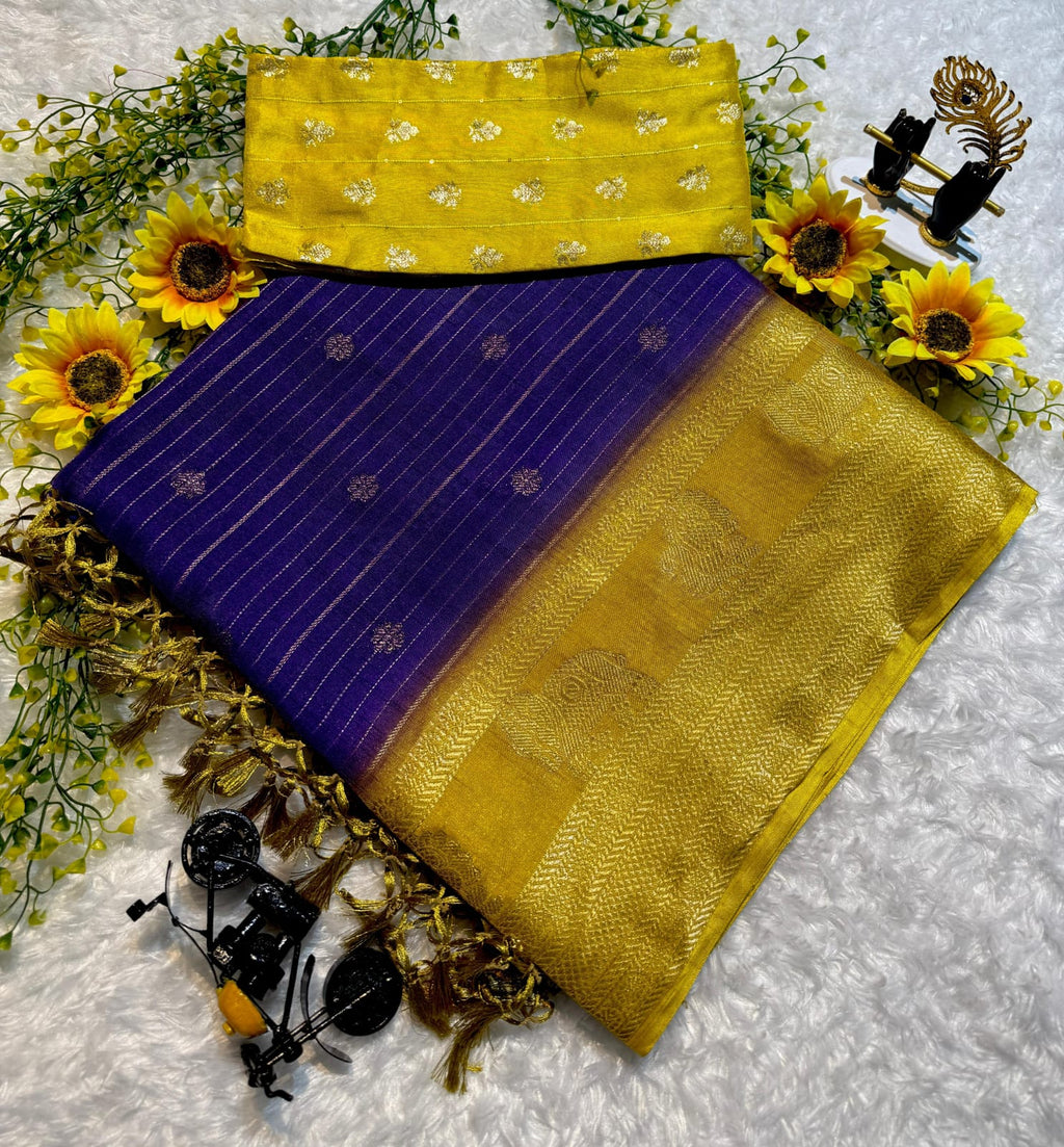 Semi Dola Saree with Floral Butti & Weaving Borders – Elegant Ethnic Wear for Boutique Displays & Festive Gifting