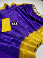 Semi Dola Saree with Floral Butti & Weaving Borders – Elegant Ethnic Wear for Boutique Displays & Festive Gifting