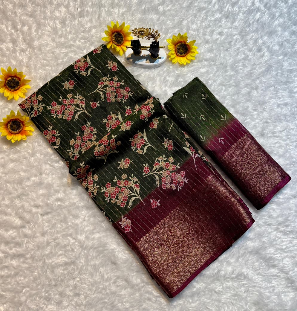 Semi Dola Saree with Riko Zari & Floral Butti – Elegant Daily Wear for Boutique Buyers & Bulk Orders