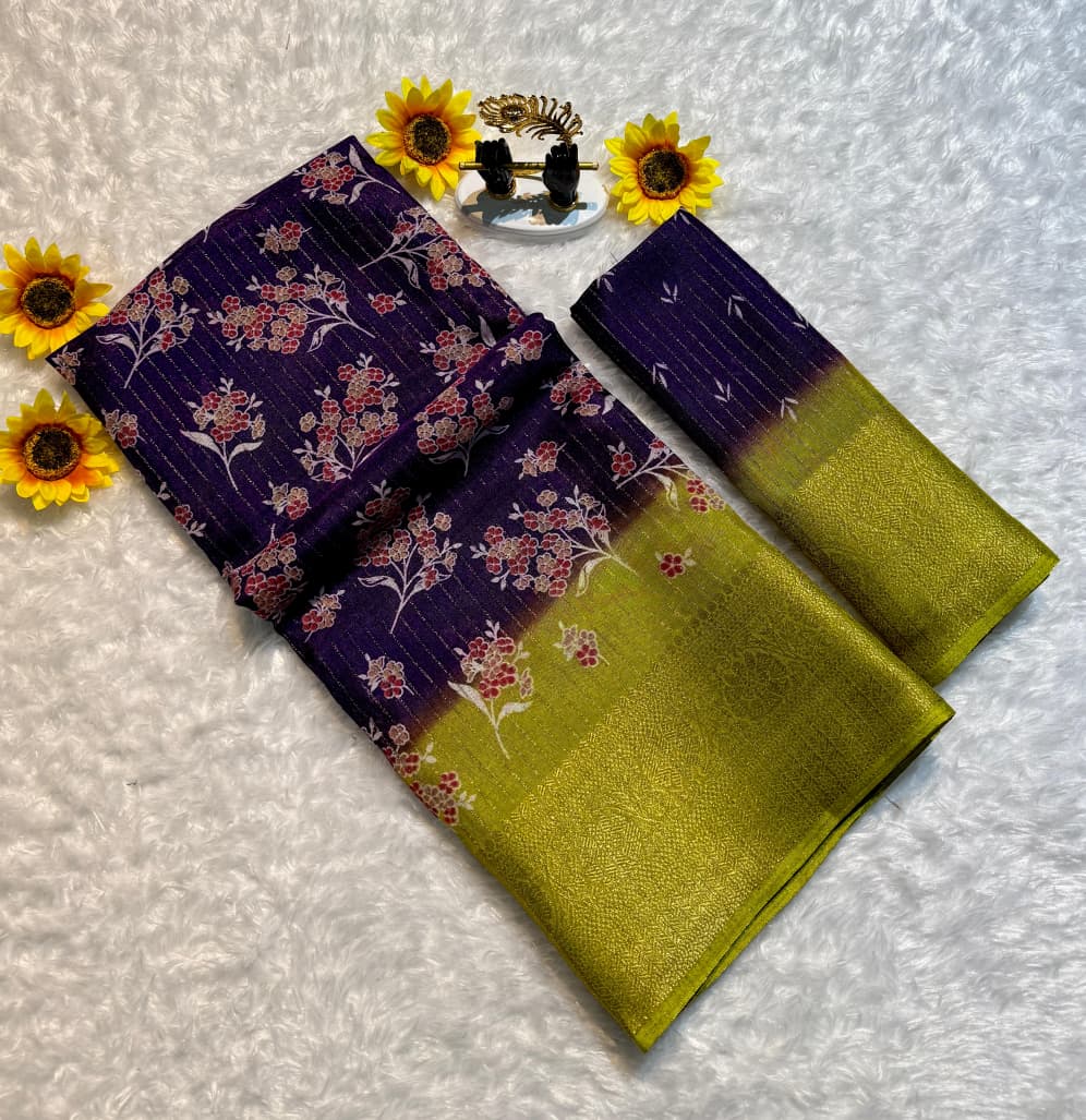 Semi Dola Saree with Riko Zari & Floral Butti – Elegant Daily Wear for Boutique Buyers & Bulk Orders