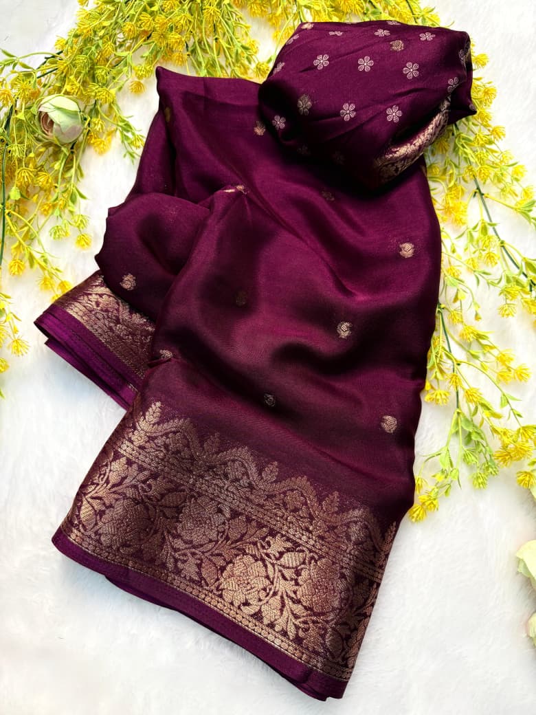 Premium Crepe Silk Saree with Jacquard Jari Butti & Rich Pallu – Elegant Sophistication for Boutique Displays & Festive Bulk Orders