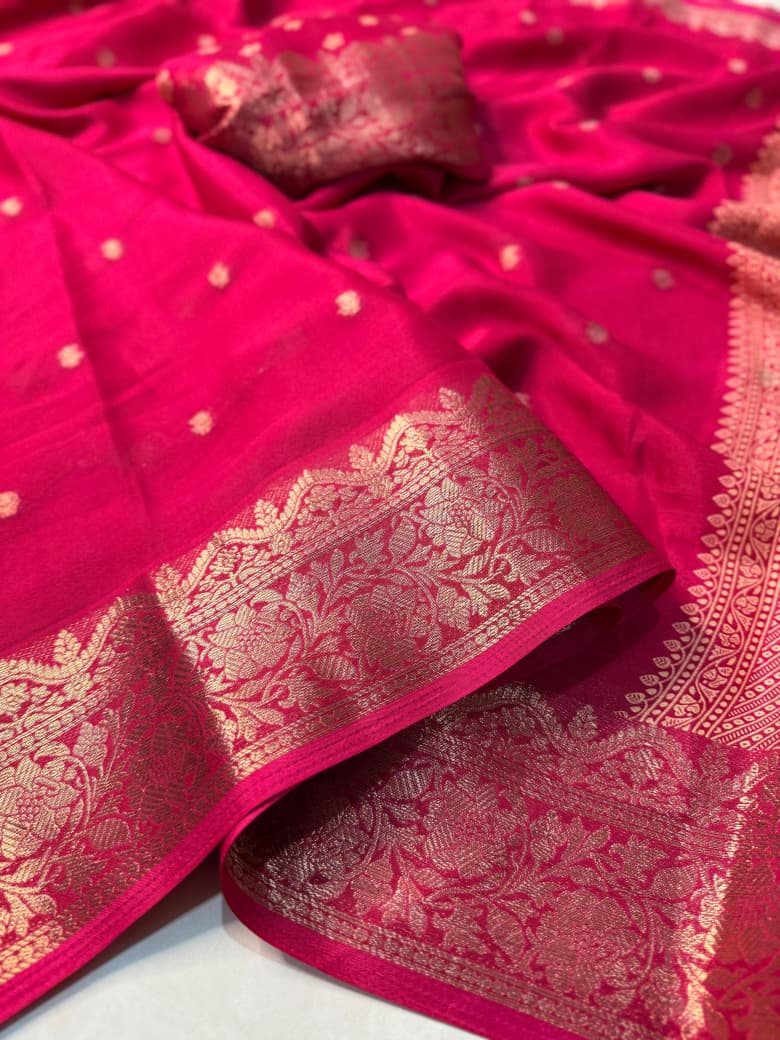 Premium Crepe Silk Saree with Jacquard Jari Butti & Rich Pallu – Elegant Sophistication for Boutique Displays & Festive Bulk Orders