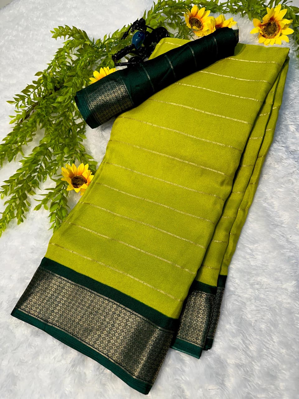 Heavy Mysore Silk Saree with All-Over Weaving & Two-Tone Padding Border – Regal Elegance for Boutique Displays & Festive Bulk Orders