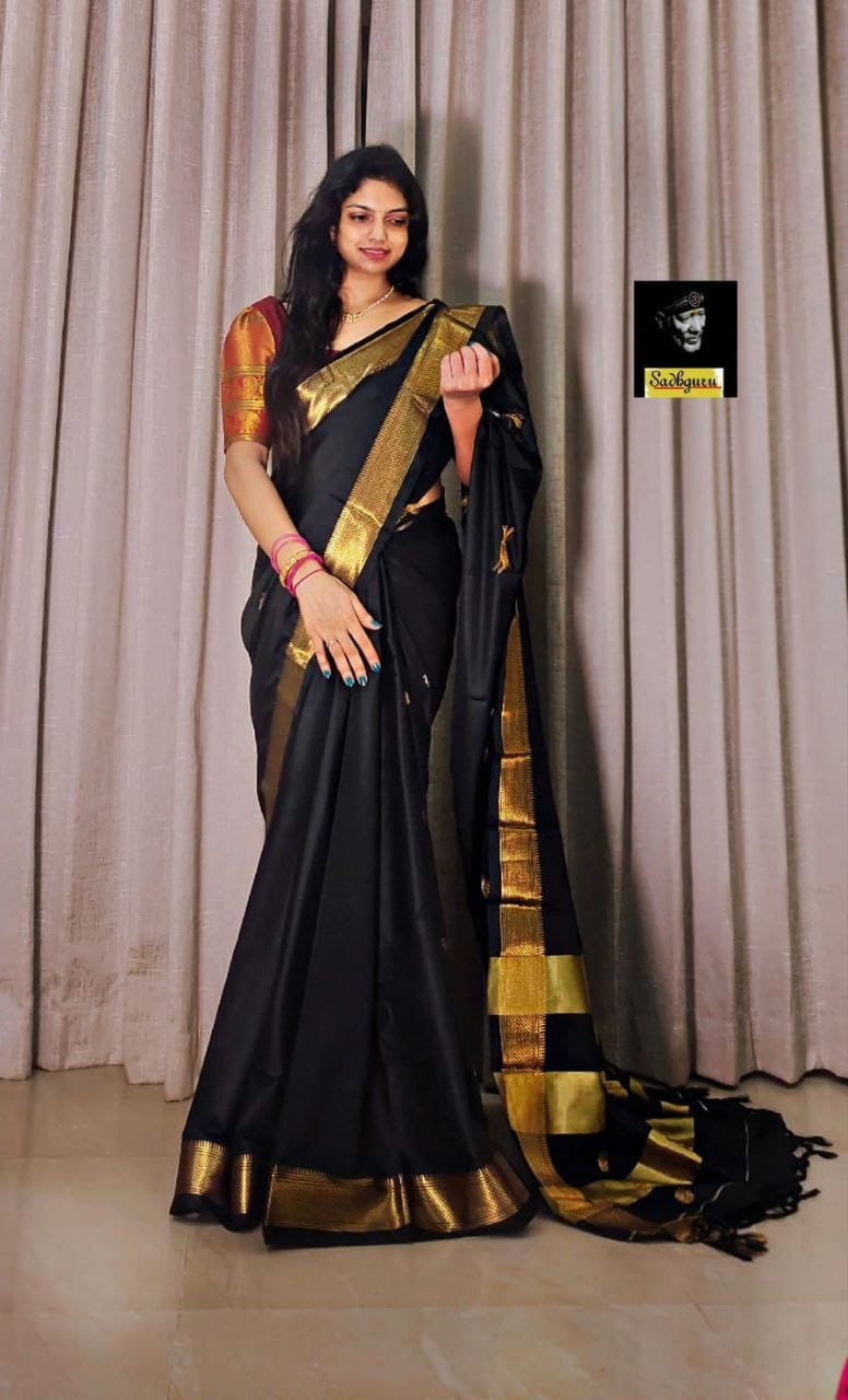 Pure Aura Mercerised Cotton Silk Saree with Handloom & Jacquard Zari Border – Elegant Comfort for Boutique Displays & Festive Bulk Orders