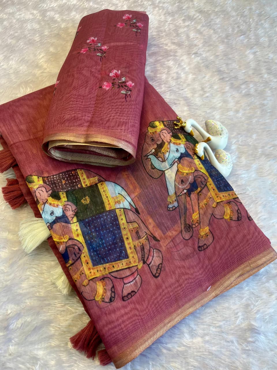 Pure Soft Chanderi Cotton Saree with Zari Pattu Border & Tassel Pallu – Graceful Heritage for Boutique Displays & Festive Bulk Orders