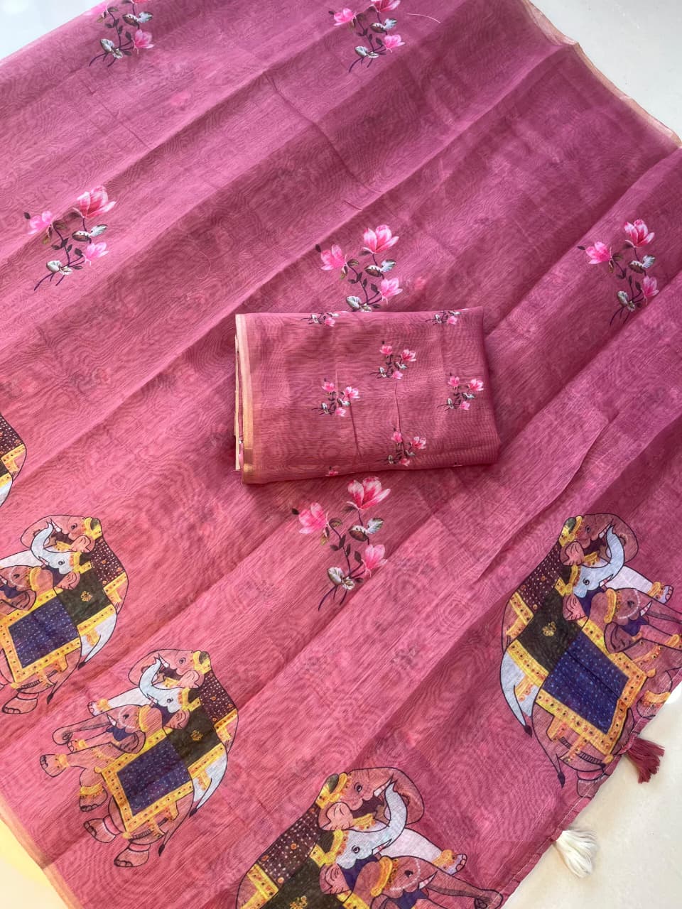 Pure Soft Chanderi Cotton Saree with Zari Pattu Border & Tassel Pallu – Graceful Heritage for Boutique Displays & Festive Bulk Orders