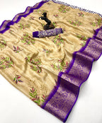 Soft Golden Base with Rich Woven Border & Heavy Embroidered Blouse