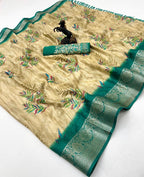 Soft Golden Base with Rich Woven Border & Heavy Embroidered Blouse