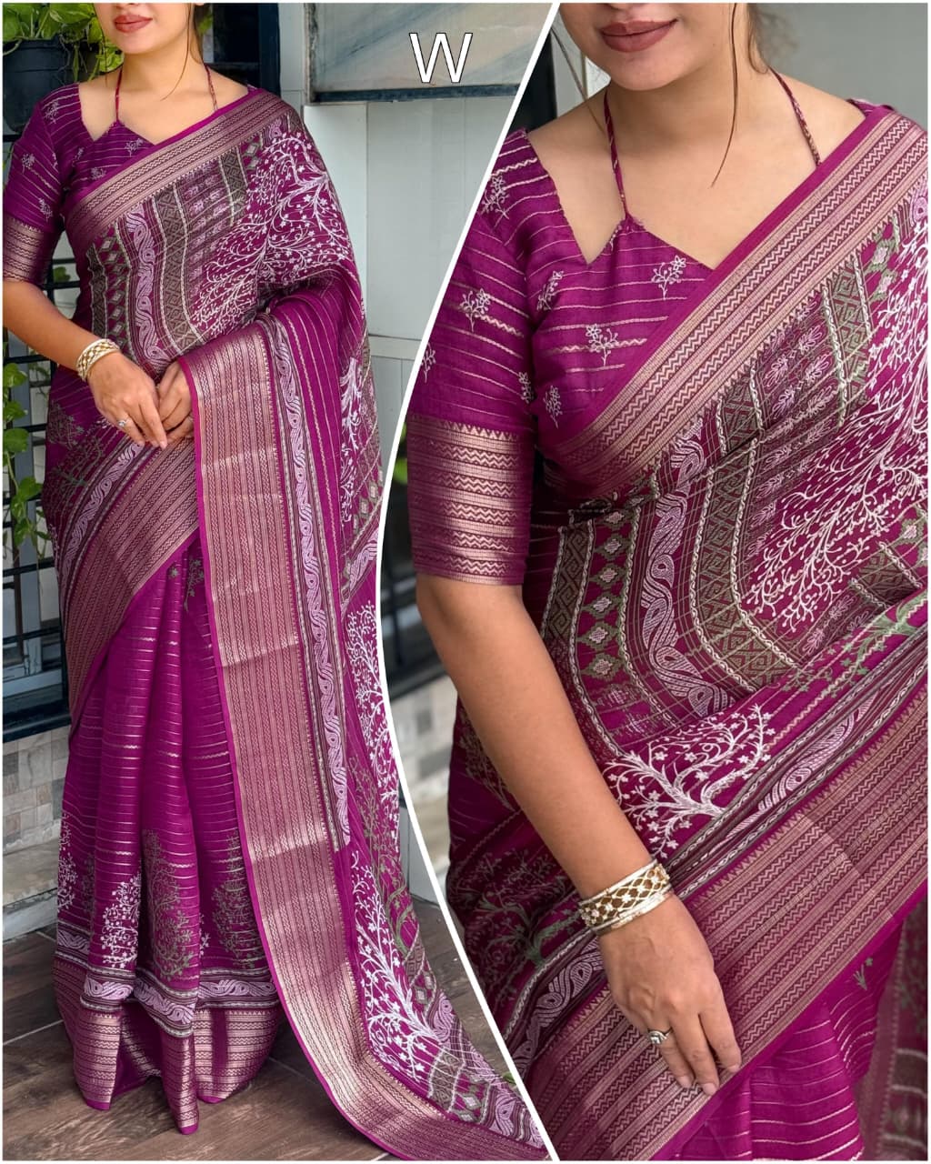 Pure Zari Moss Printed Saree with Jacquard Border & Tassel Pallu – Graceful Charm for Boutique Displays & Festive Bulk Orders