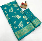 Pure Calcutta Moss Mellow Georgette Sarees with Exclusive Prints & Zari Woven Border