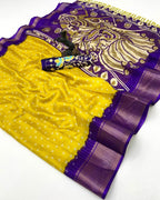 Beautiful Dola Silk Bandhani Saree with Grand Peacock Pallu & Beads Work Blouse – Festive Elegance for Boutique Displays & Bulk Orders