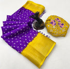 Beautiful Dola Silk Bandhani Saree with Grand Peacock Pallu & Beads Work Blouse – Festive Elegance for Boutique Displays & Bulk Orders