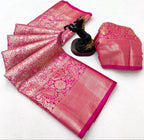 Bridal Kanchipuram Silk Saree – Royal Zari Weave with Floral & Paisley Motifs