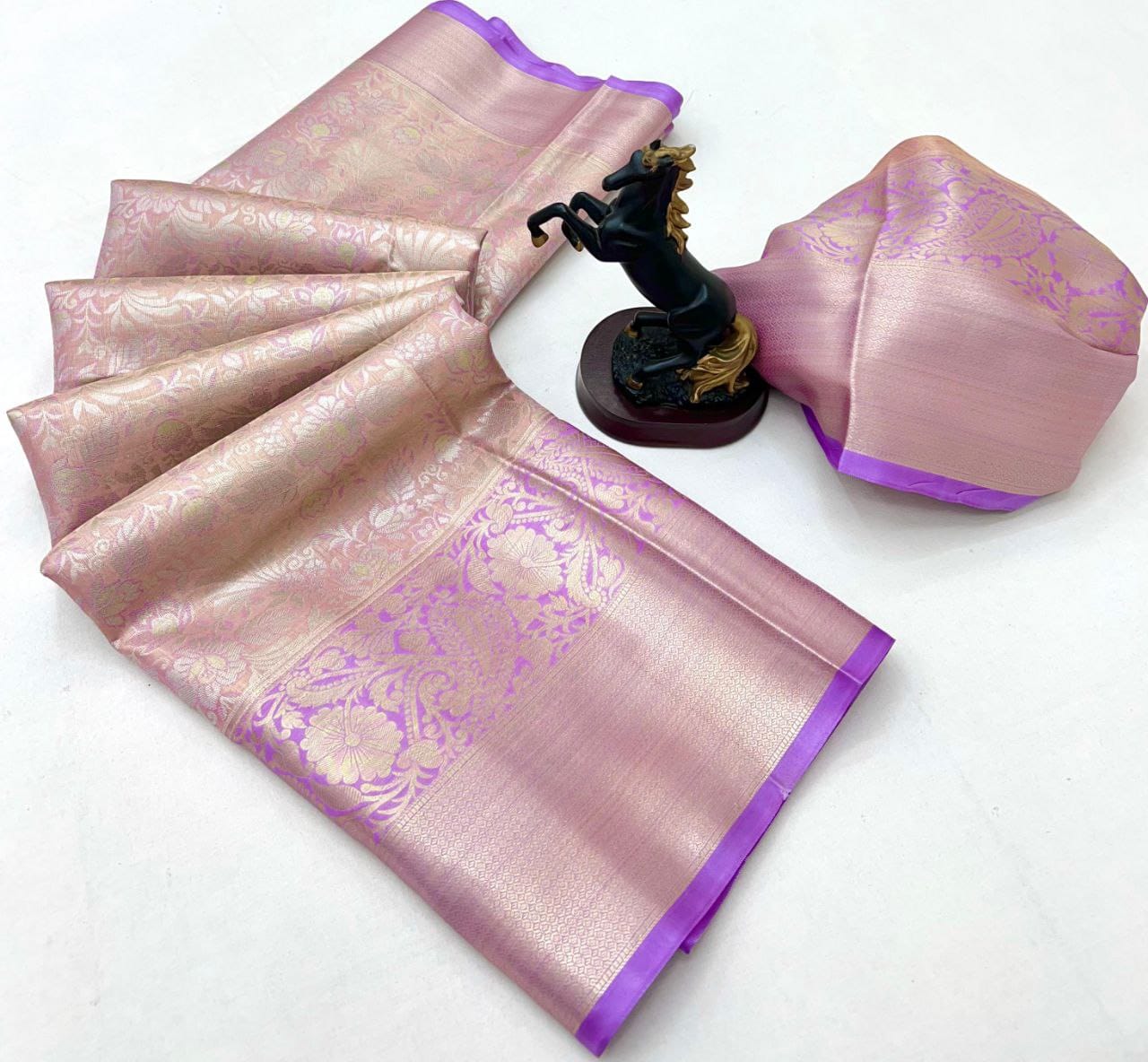 Bridal Kanchipuram Silk Saree – Royal Zari Weave with Floral & Paisley Motifs