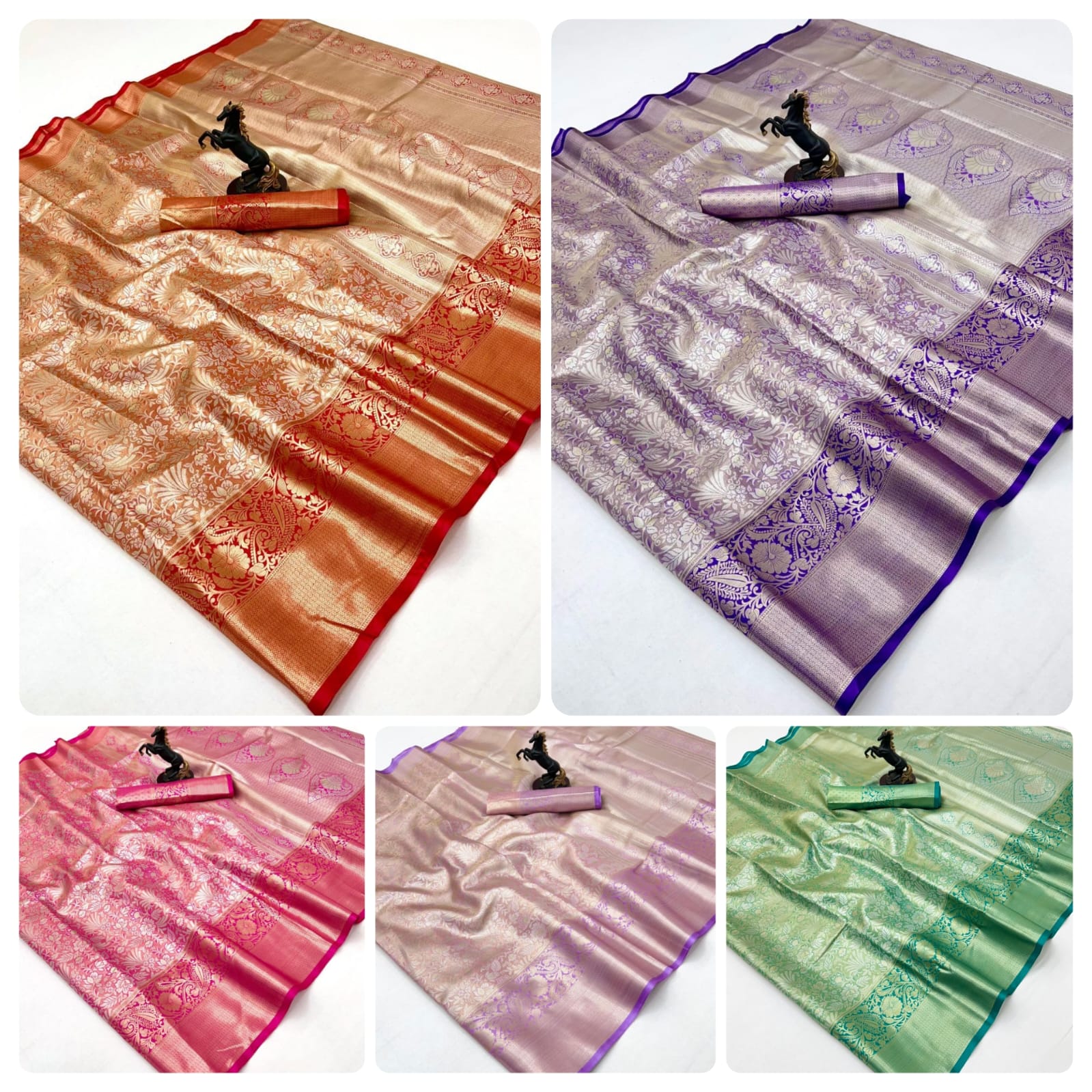 Bridal Kanchipuram Silk Saree – Royal Zari Weave with Floral & Paisley Motifs