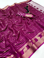 🌿 Premium Fox Georgette Saree – Kalamkari Border, Copper Zari Weaving & Designer Butti Blouse 🌿