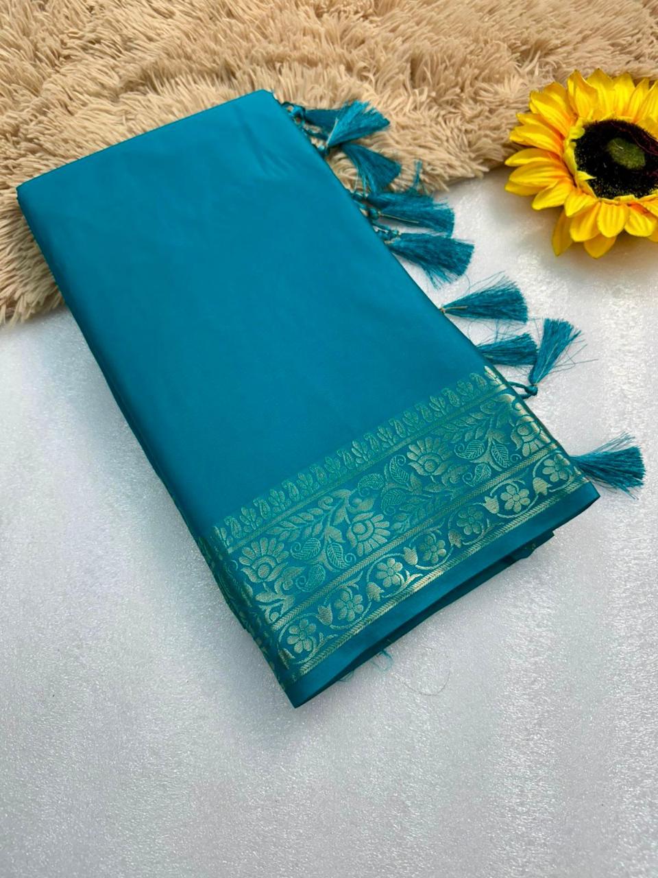 Pure Gajji Silk Saree – Elegant Plain Finish with Original Lagdi Patta Pallu