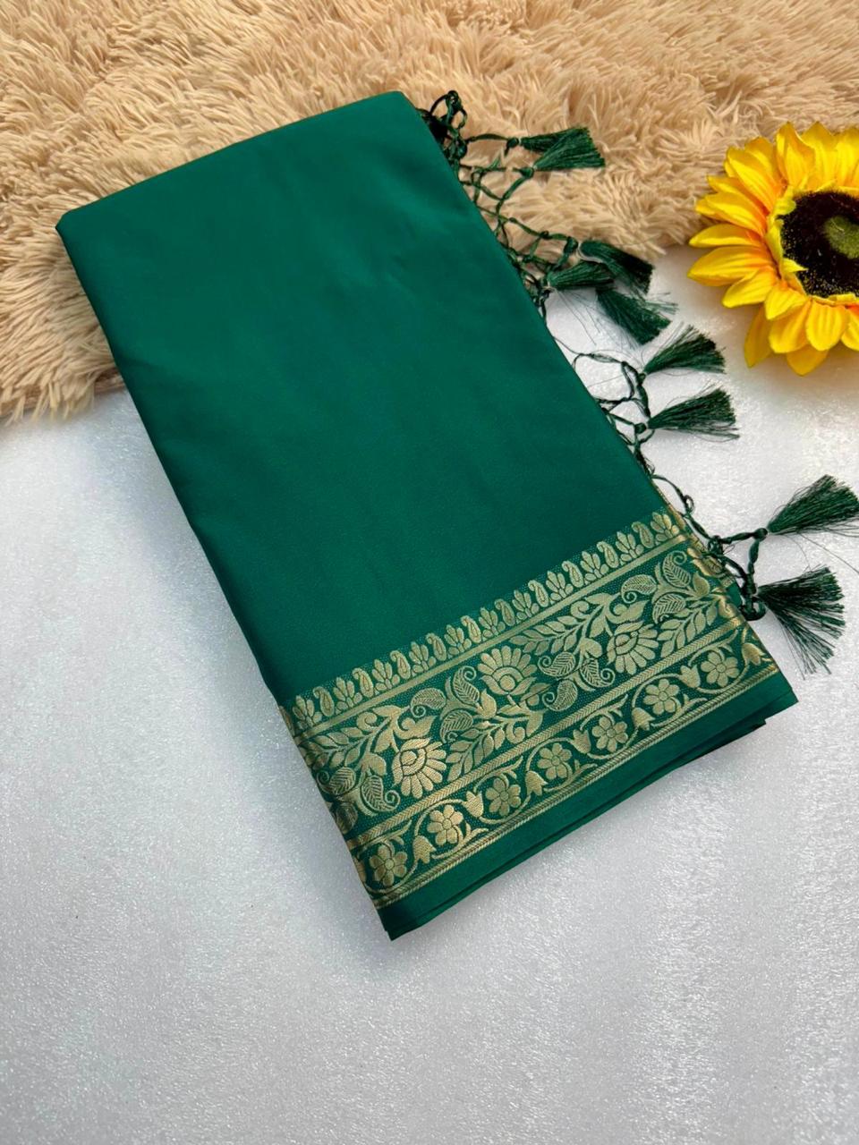 Pure Gajji Silk Saree – Elegant Plain Finish with Original Lagdi Patta Pallu