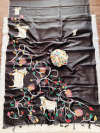 Heavy Handloom Tussar Silk Saree with Animal Digital Print & Matching Blouse – Premium Festive Collection