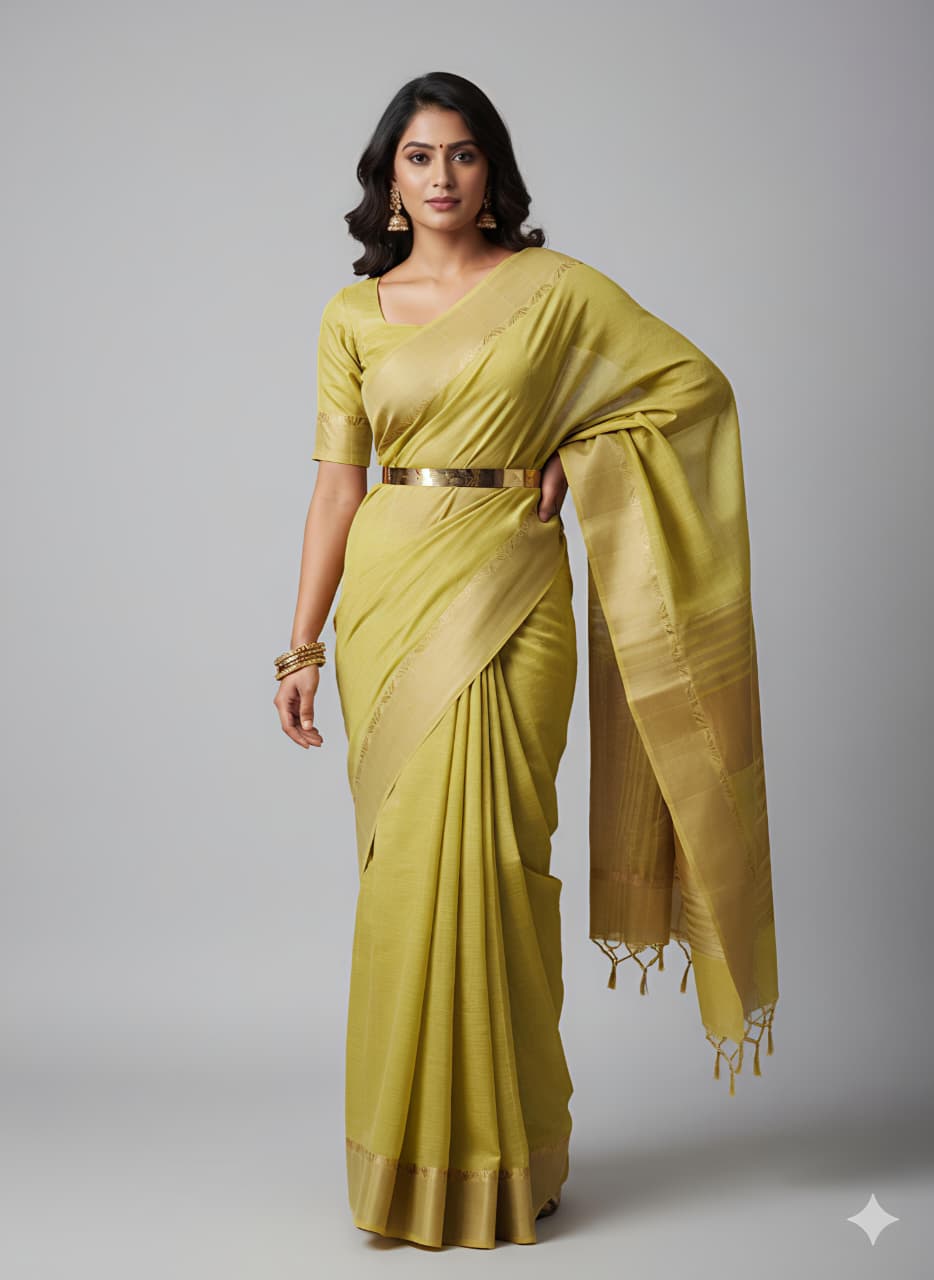 Tani Bani Silk Saree with Gold Jacquard Border & Rich Sequin Pallu – Festive Glamour for Boutique Bulk Orders