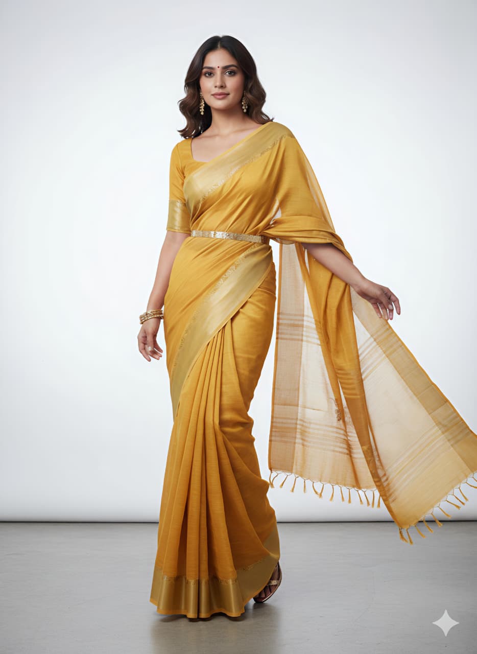 Tani Bani Silk Saree with Gold Jacquard Border & Rich Sequin Pallu – Festive Glamour for Boutique Bulk Orders