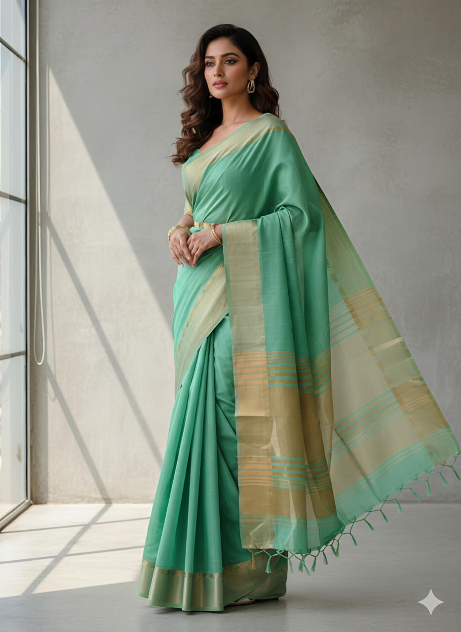 Tani Bani Silk Saree with Gold Jacquard Border & Rich Sequin Pallu – Festive Glamour for Boutique Bulk Orders