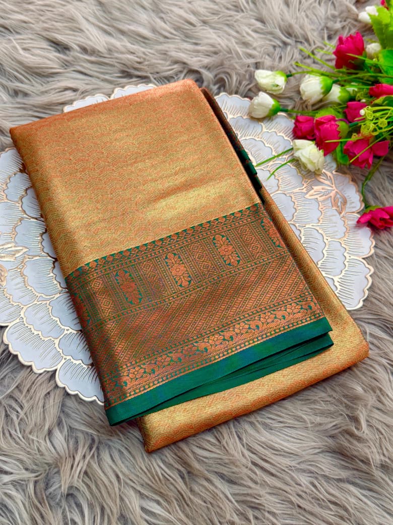 Bridal Pattu Kanjivaram Silk Saree with Grand Rich Pallu & Designer Brocade Blouse – Premium Wedding Collection
