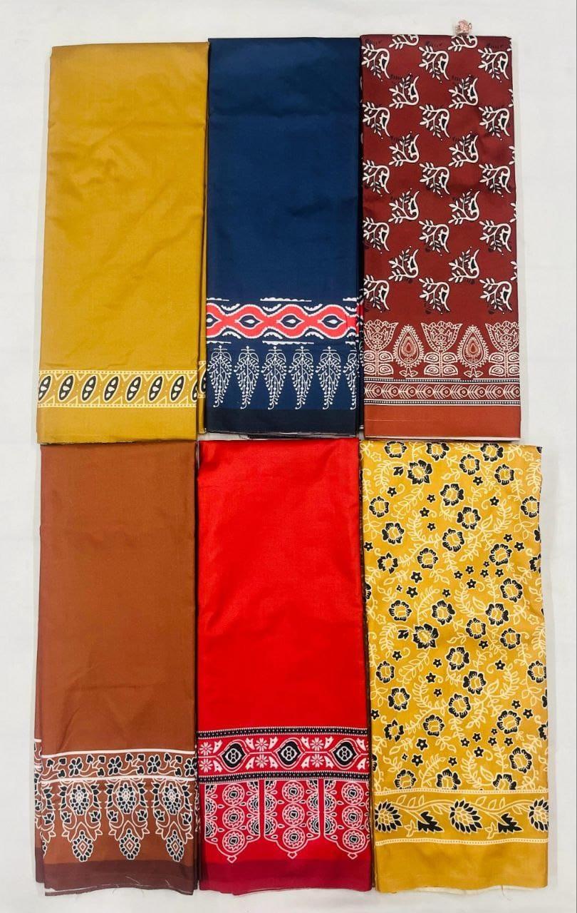 Exclusive Ajrakh Print Soft Modal Silk Saree with Rich Pallu & Contrast Blouse – Premium Arrival