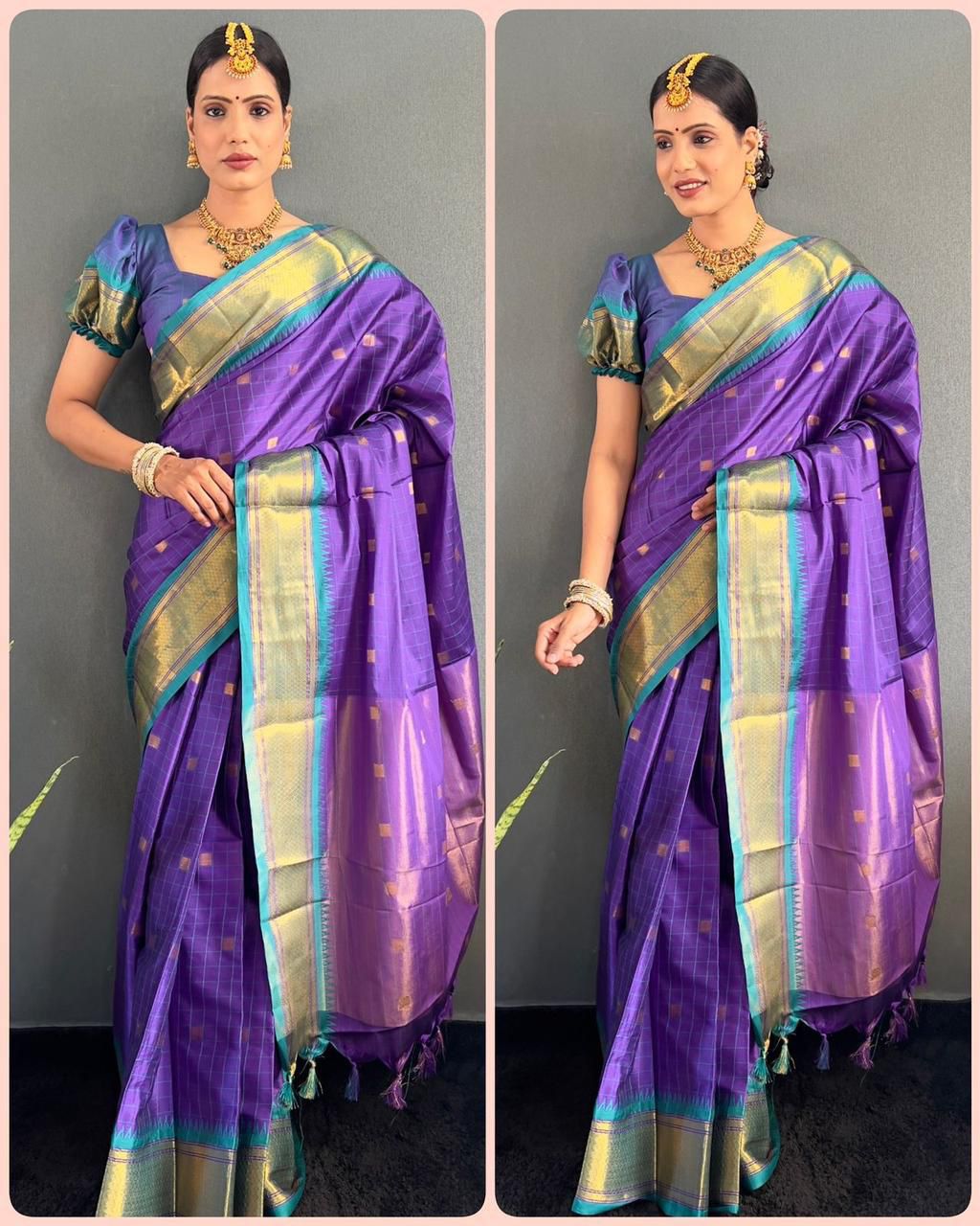 Beautiful Art Silk Jacquard Border Saree With Unstitched Running Blouse