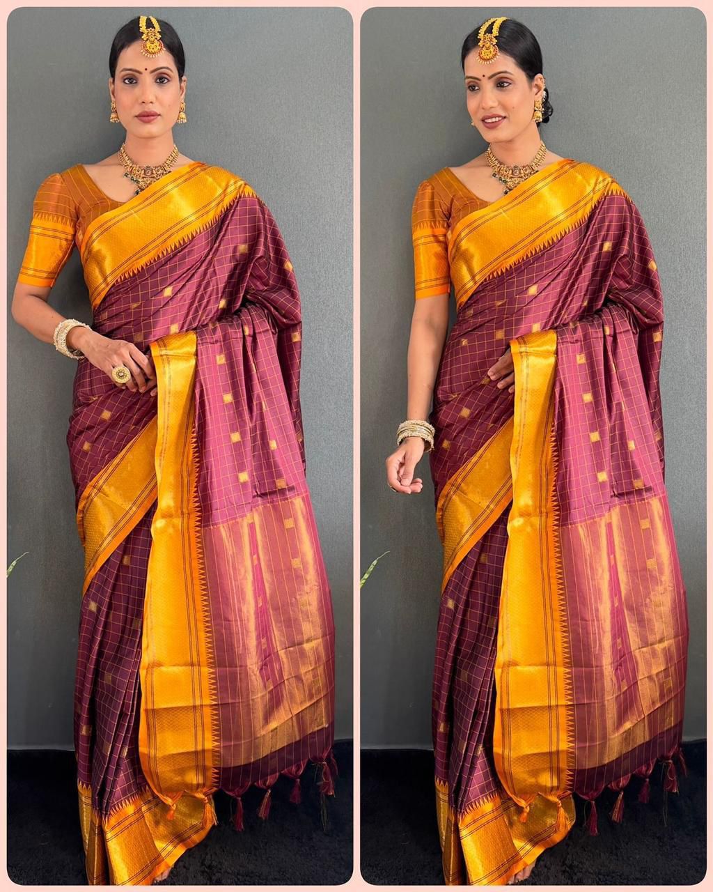 Beautiful Art Silk Jacquard Border Saree With Unstitched Running Blouse