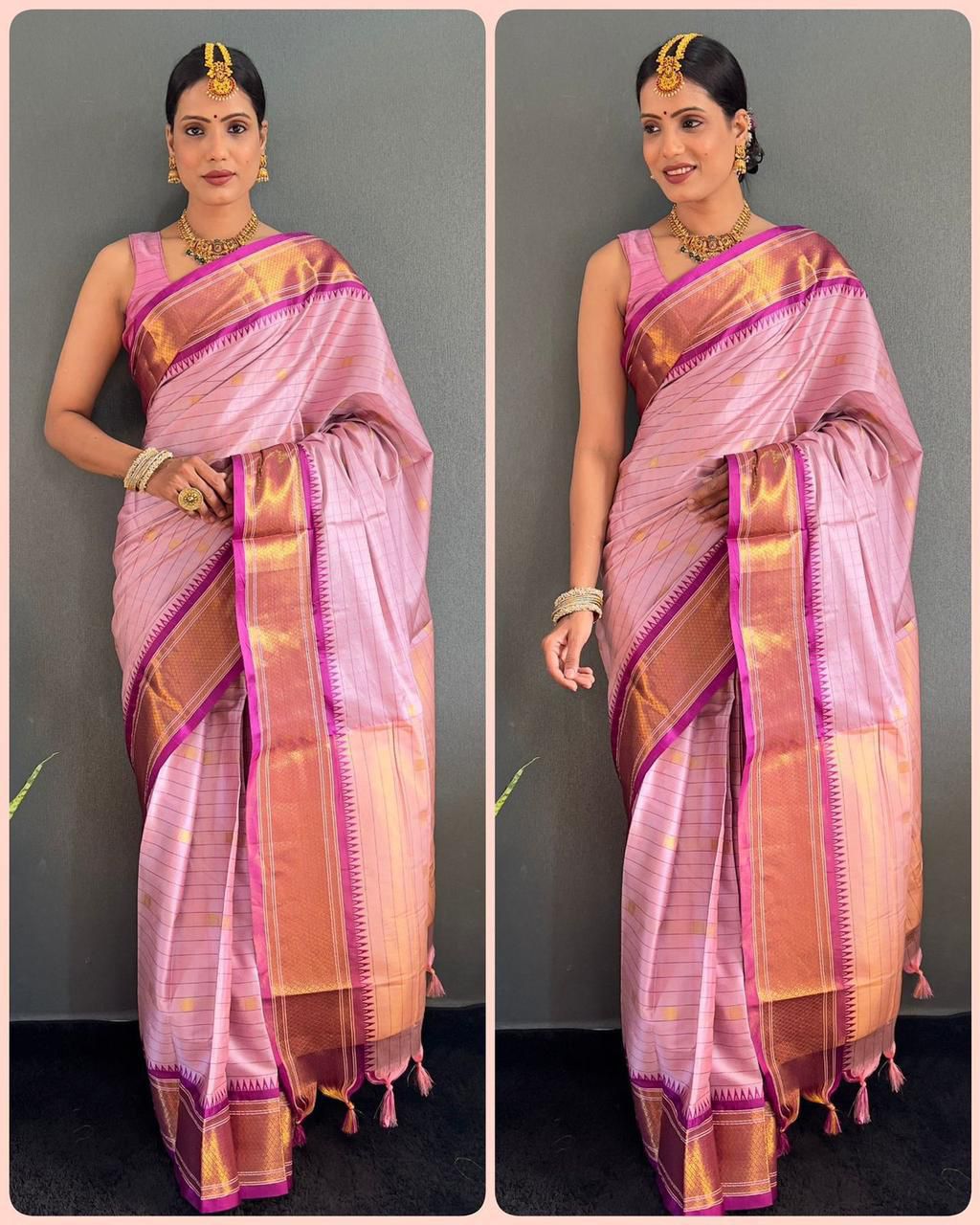 Beautiful Art Silk Jacquard Border Saree With Unstitched Running Blouse