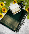 Heavy Crepe Silk Saree with Allover Weaving & Tone‑to‑Tone Padding Border – Premium Boutique Collection
