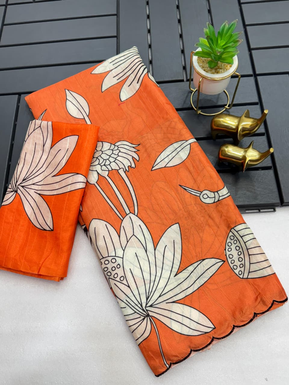 Handloom Tussar Silk Saree with Kalamkari Digital Print & Arco Border – Premium Collection