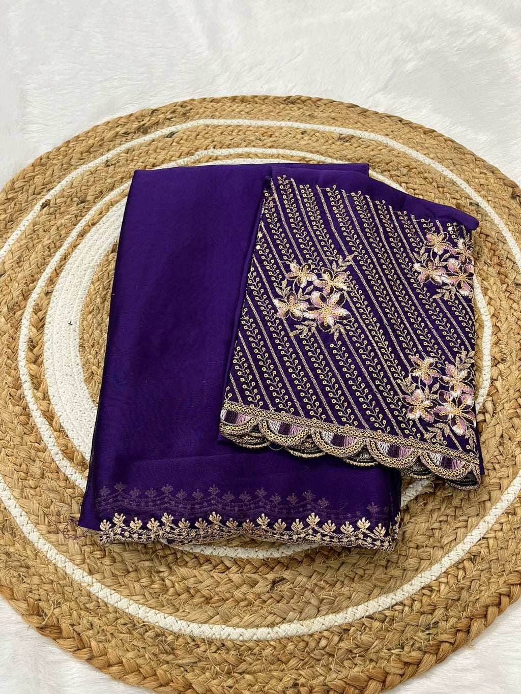 Graceful Rangoli Fabric Saree with a neat finish and comfortable drape