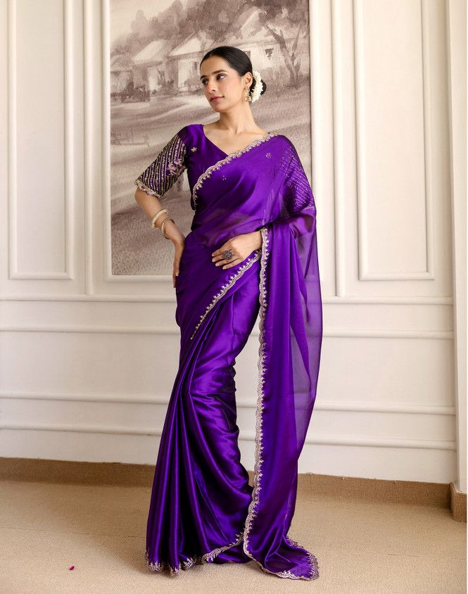 Graceful Rangoli Fabric Saree with a neat finish and comfortable drape