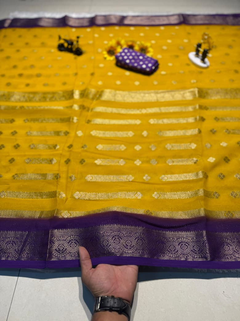 Super Premium Georgette Silk Saree with Butti & Zari Weaving