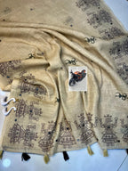 Soft Linen Cotton Saree with Aari Mirror Work & Tassled Pallu – Premium New Arrival