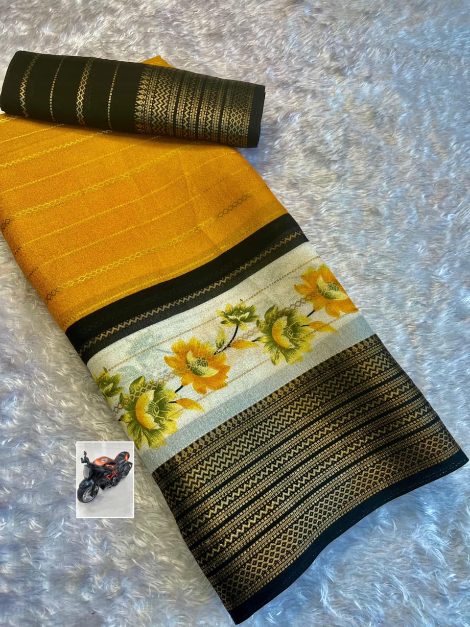 Heavy Mysore Silk Saree with All-Over Weaving & Two-Tone Padding Border – Luxe Ethnic Statement Piece