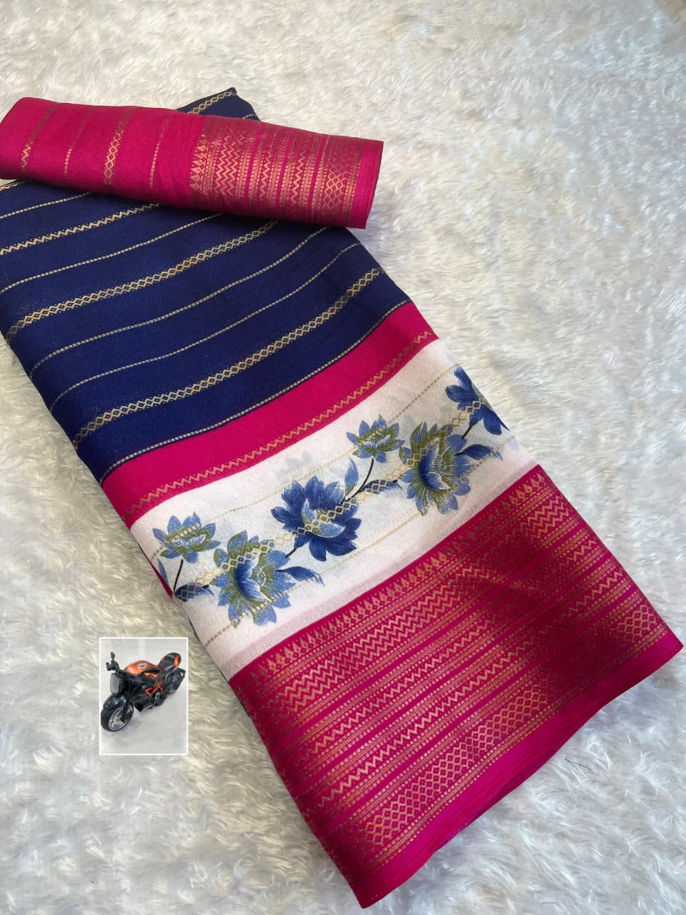 Heavy Mysore Silk Saree with All-Over Weaving & Two-Tone Padding Border – Luxe Ethnic Statement Piece