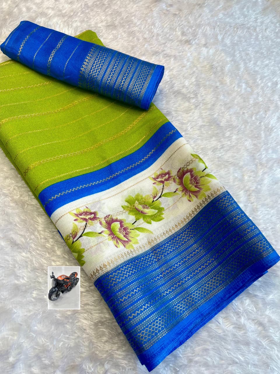 Heavy Mysore Silk Saree with All-Over Weaving & Two-Tone Padding Border – Luxe Ethnic Statement Piece