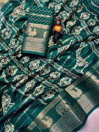 Viscose Georgette Saree with All-Over Floral Print & Printed Blouse – Lightweight Grace for Boutique Elegance