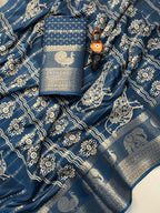Viscose Georgette Saree with All-Over Floral Print & Printed Blouse – Lightweight Grace for Boutique Elegance