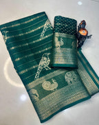 Viscose Georgette Saree with All-Over Floral Print & Printed Blouse – Lightweight Grace for Boutique Elegance